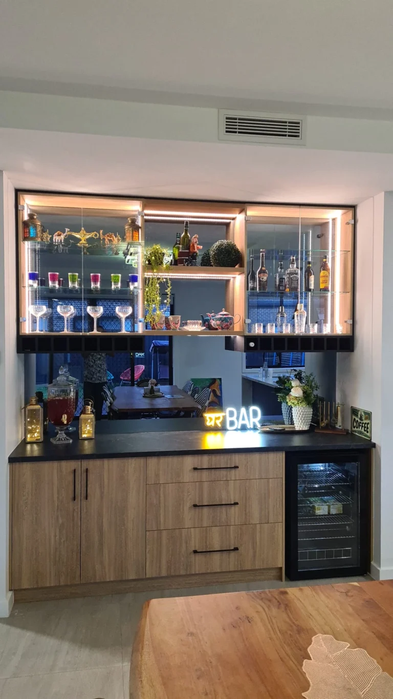 Customised home bar with stylish shelving and built-in features – Hills Wide Kitchens