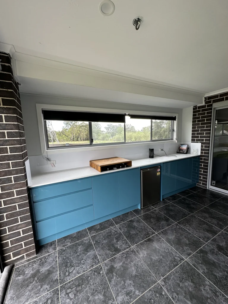 Customised outdoor kitchen with personalised colour and sleek design – Hills Wide Kitchens